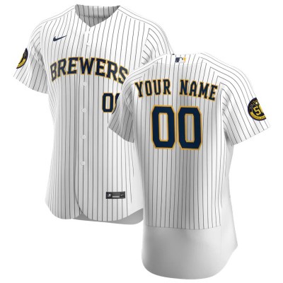 Milwaukee Brewers Custom Men's Nike White Home 2020 Authentic Player MLB Jersey